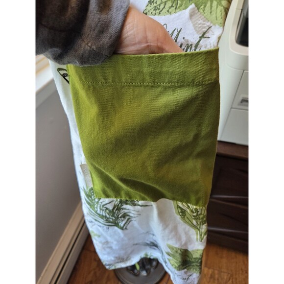 Casa Decors Kitchen Tie Apron with Herbs Green White Adjustable Pockets - Picture 5 of 5